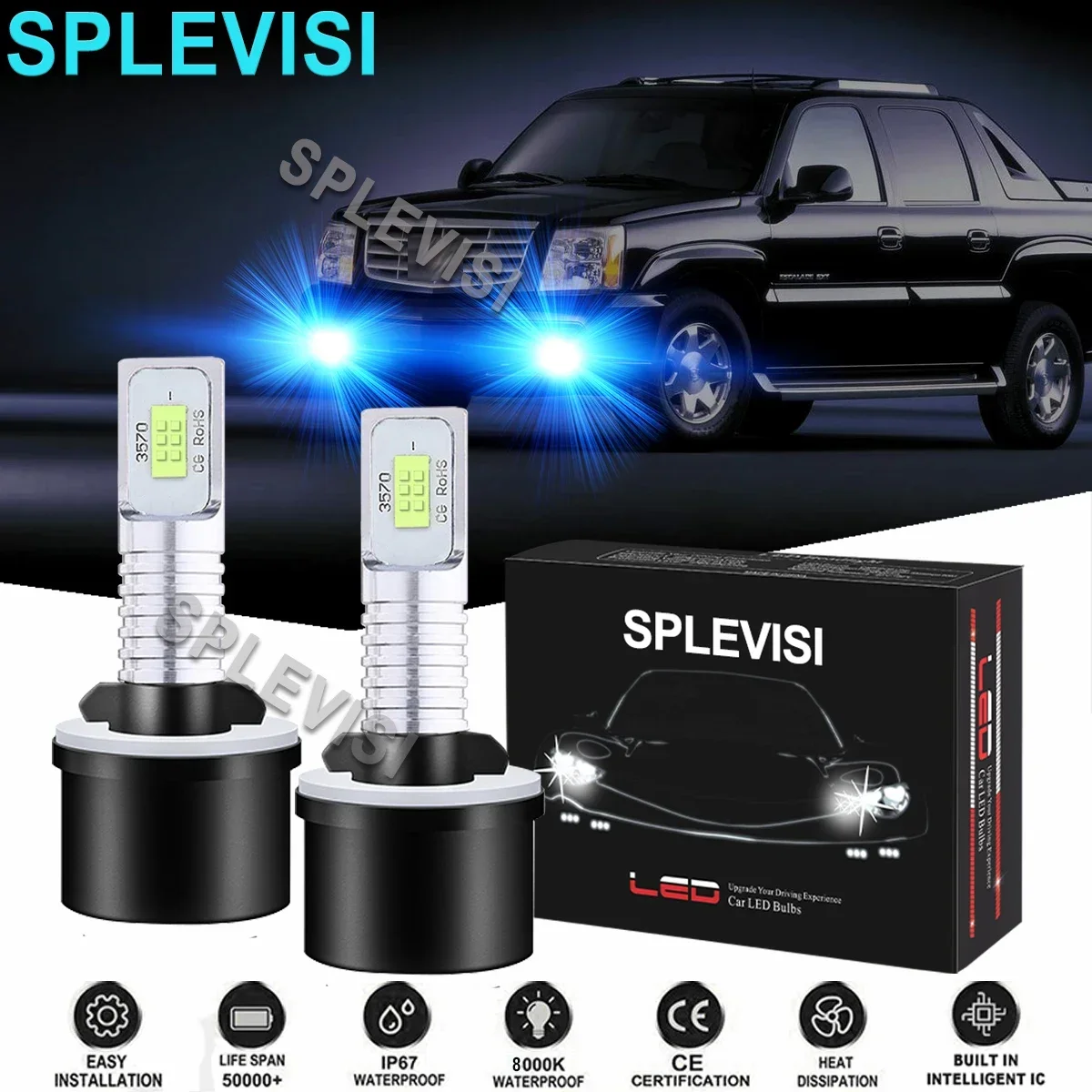 2 шт. 8000K ледяной синий автомобильные светодиодные противотуманные фары 880 для