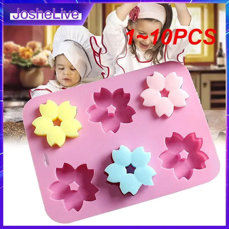 

1~10PCS Silicone Chocolate Mold Pudding Jelly Cake Molds The Cherry Blossoms Shaped Soap Mould Bakeware Baking Tools Moon Cake