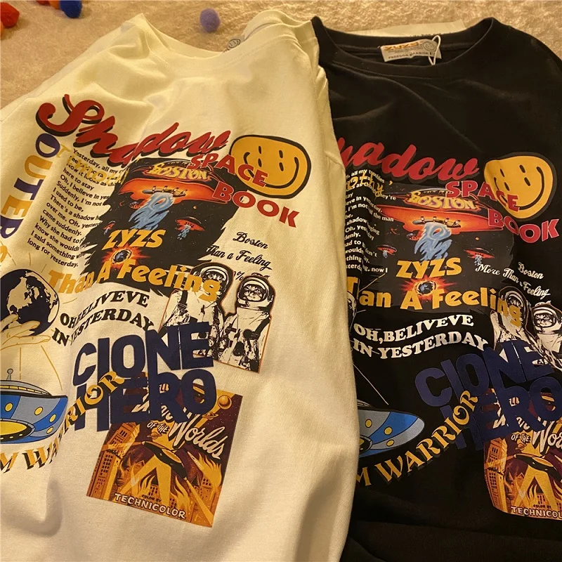 

Женская футболка с принтом инопланетянина, футболка с коротким рукавом в стиле Харадзюку, летняя уличная одежда в стиле хип-хоп, топы большого размера для девушек, женский топ Y2k