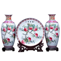 jingdezhen ceramics three piece set vase ornament new chinese style home decoration living room flower arrangement handicraft