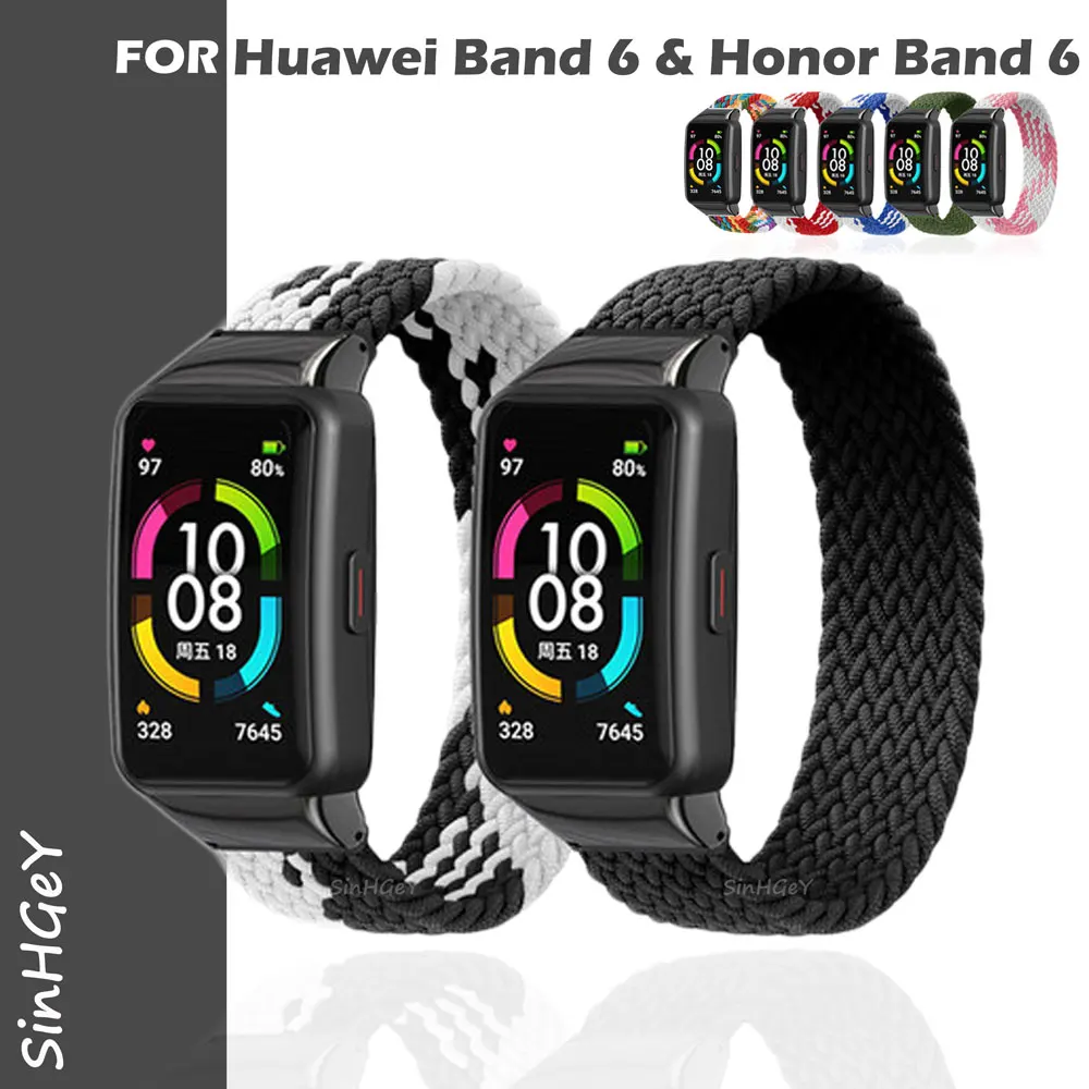 SinHGeY für Huawei Band 6 Honor Band 6 Band Nylon Woven Ersatz Armband