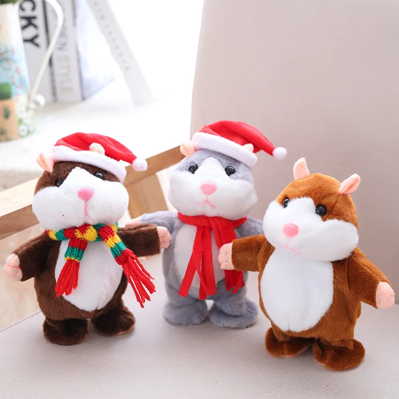 

Talking and Walking Electric Hamster Stuffed Dolls Cute Santa Claus Recording Little Hamster Doll Electric Children's Plush Toy
