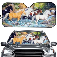 oil painting running horse design uv and heat auto shade for windshield durable front windshield sunshade uv sun car sun shade