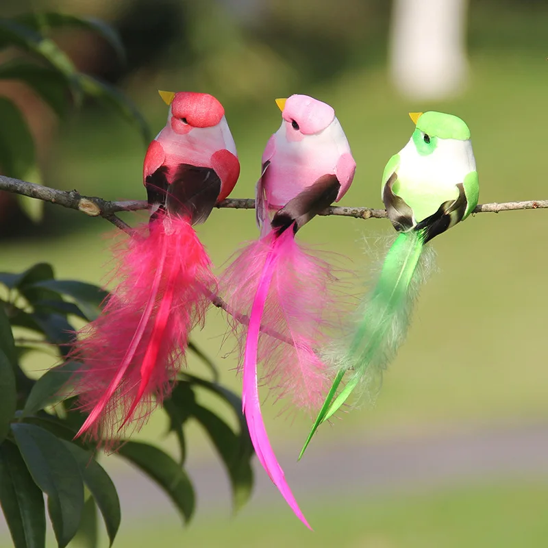 

3pcs Artificial Feather Birds Model Simulation Foam Birds Figurines Home Garden Ornaments Handicrafts Colored Birds Decoration