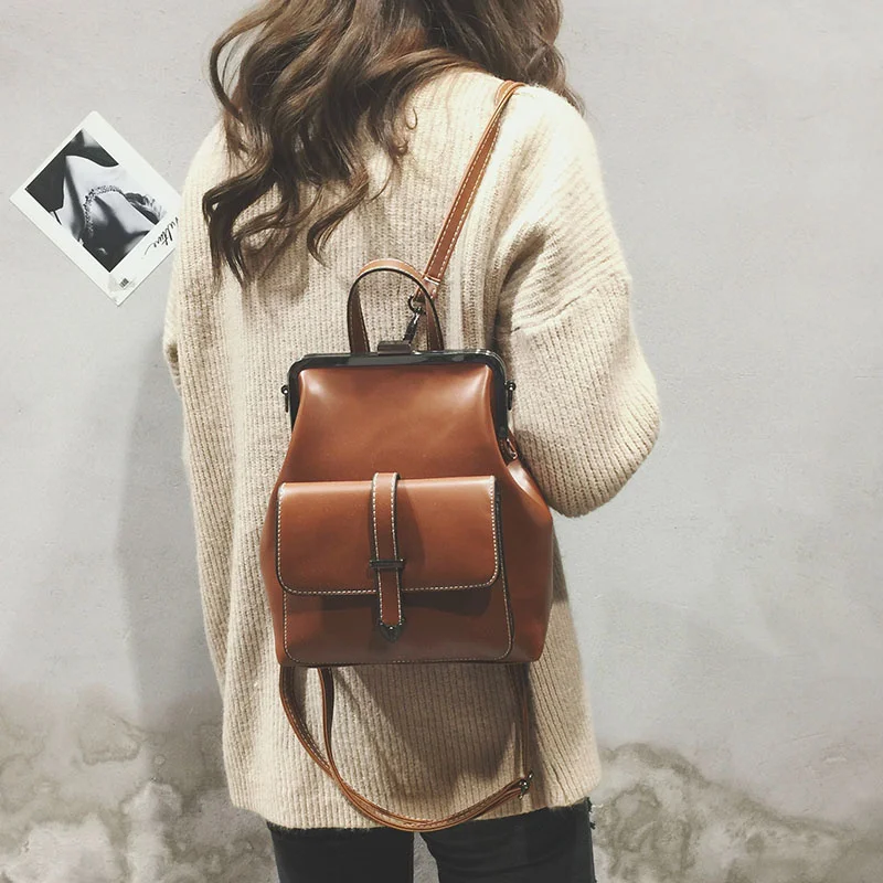 

Brand 2018 Retro Hasp Back Pack Bags PU Leather Backpack Women School Bags For Teenagers Girls Luxury Small Backpacks