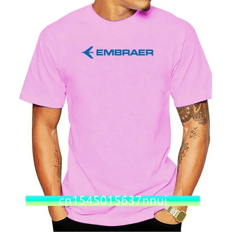 

New 2021 Embraer Logo Airplane Aerospace Company Space Mens Black T-Shirt Size S-2Xl Homme Plus Size Tee Shirt