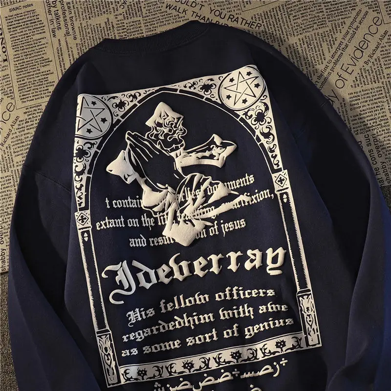 Свитшот Harajpoo женский с круглым вырезом топ надписью и пентаграммой в стиле