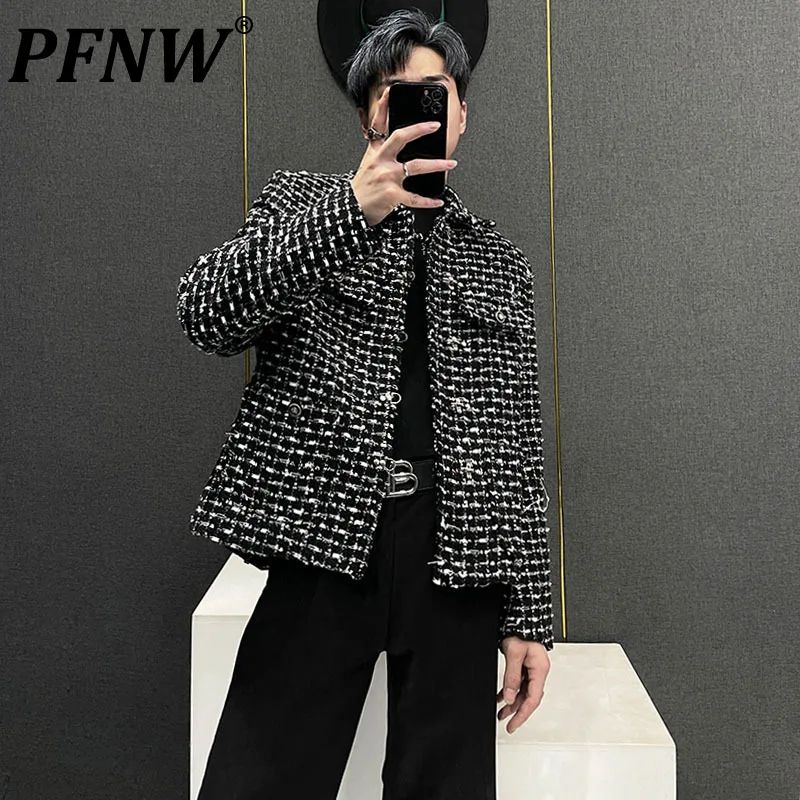 

PFNW Korean Fashion Men's Weaving Short Jackets Male Casuasl Niche Design Coats Autumn Stylish 2023 Trendy New Tops 28W1485