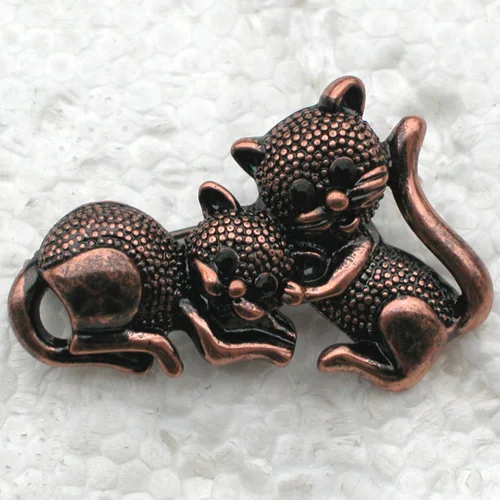 Антикварная медная брошь со стразами броши в виде кота C606