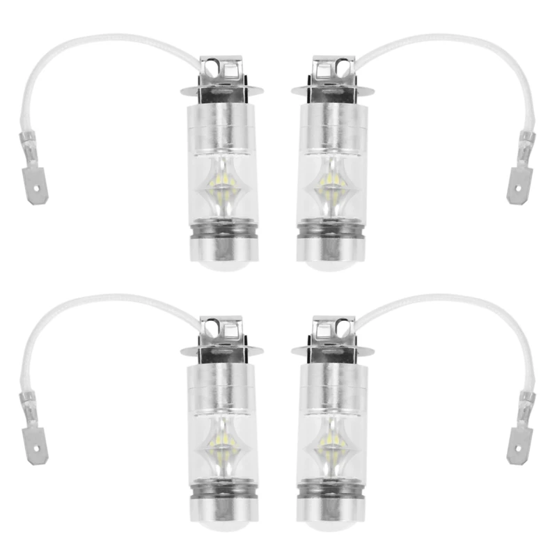 

4Pcs 6000K White LED H3 100W 2323 Car Fog Light Bulb DRL