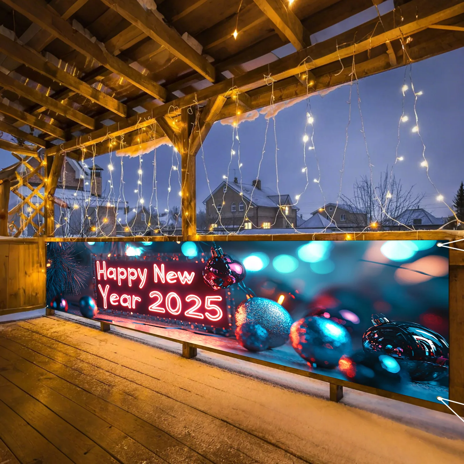 1 шт. (17*78 дюймов/45*200 см) полиэстер версия Q Санта-Клаус Рождество с Новым годом 2025