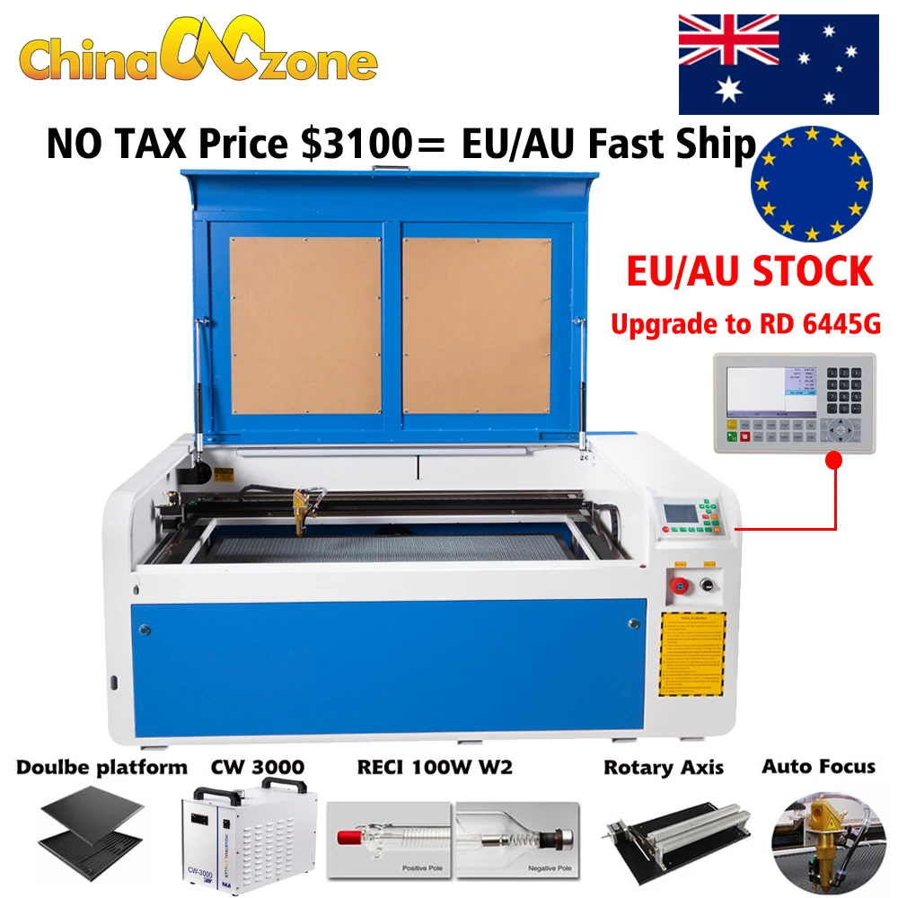 Лазерная гравировка лазерная резка автофокусировка RECI W2 100 Вт CO2 USB лазерный