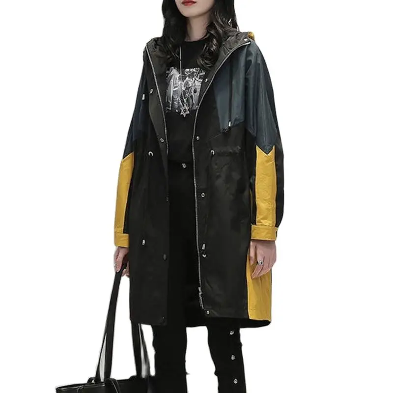 

There are Lining Trench Coat Women's Mid-length Spring New Korean Version Loose And Casual All-match Color Hooded Jacket Trendy