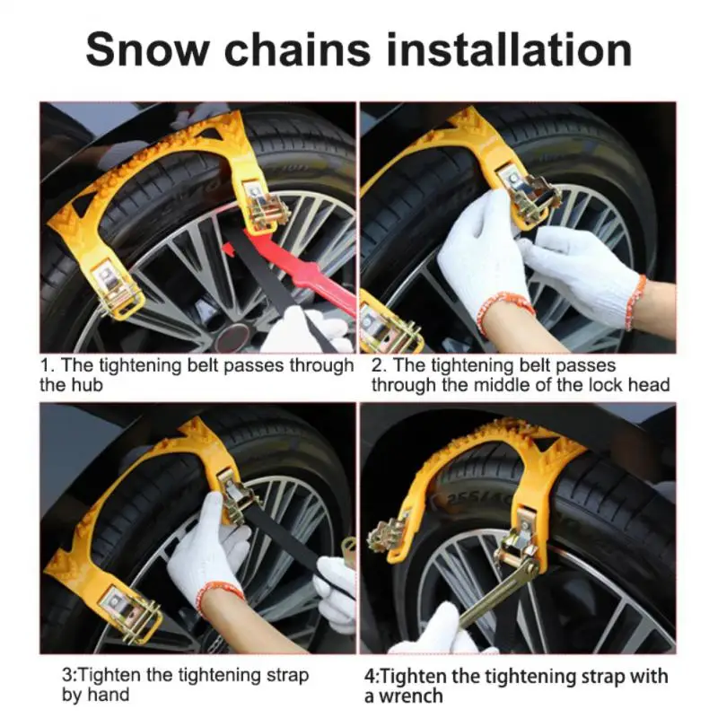 

Oxford Portable Car Emergency Anti-skid Chain Thickened Skidproof Chains Durable Car Snow Chain Car Supplies Universal Black
