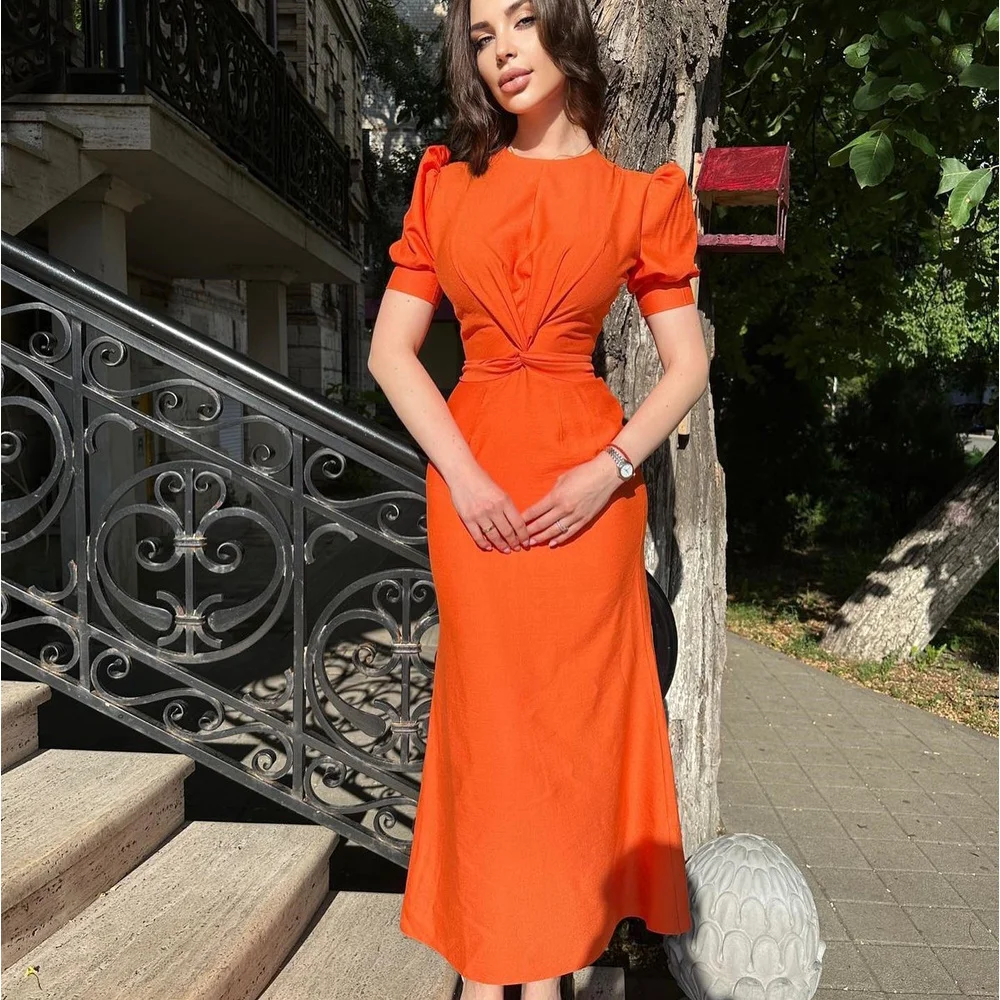 Женское атласное платье-Русалка Simin, вечернее элегантное платье до щиколотки для выпускного вечера с глубоким вырезом и оборками, 2023