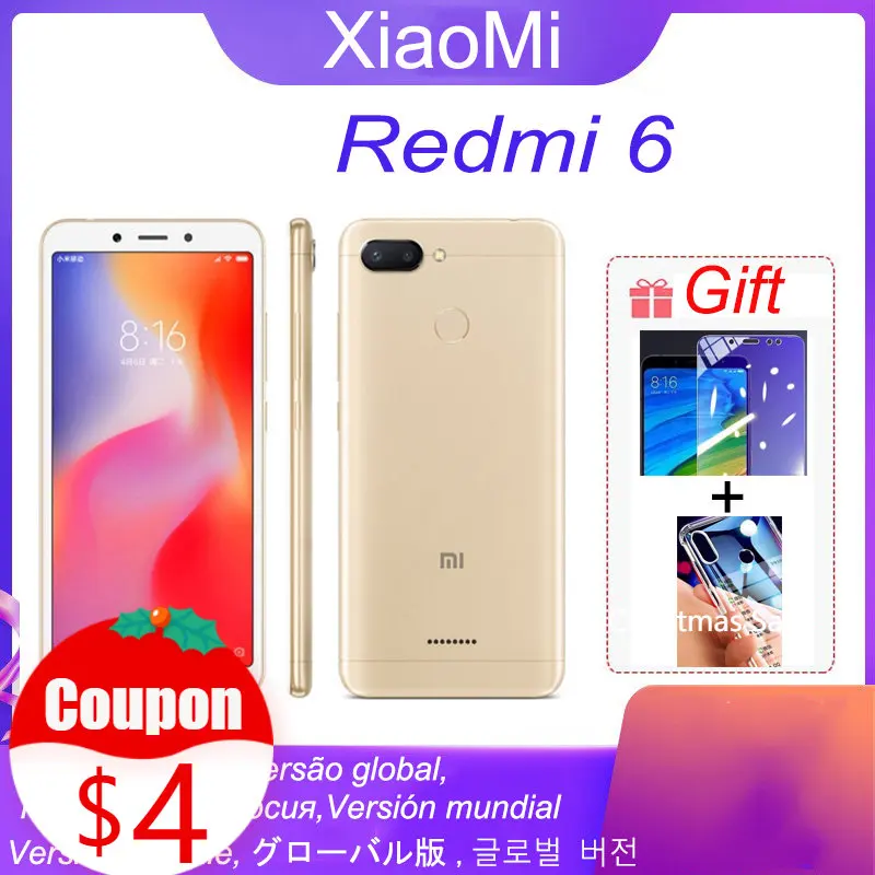 Xiaomi Redmi 6 Smartphone Googleplay Android Cellphone 4GB 64GB Face Unlocking 3GB 32GB