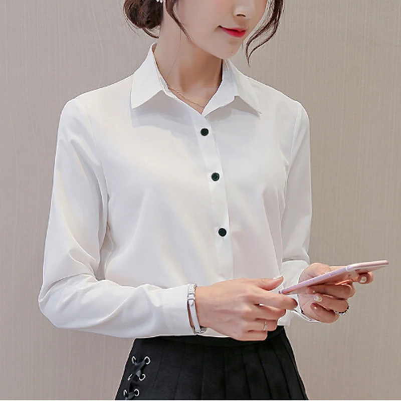 

Spring 2022 Korean Womens Tops White Blouses Casual Long Sleeve Ladies Shirts Black Blouses White Pink Shirt Ladies Tops