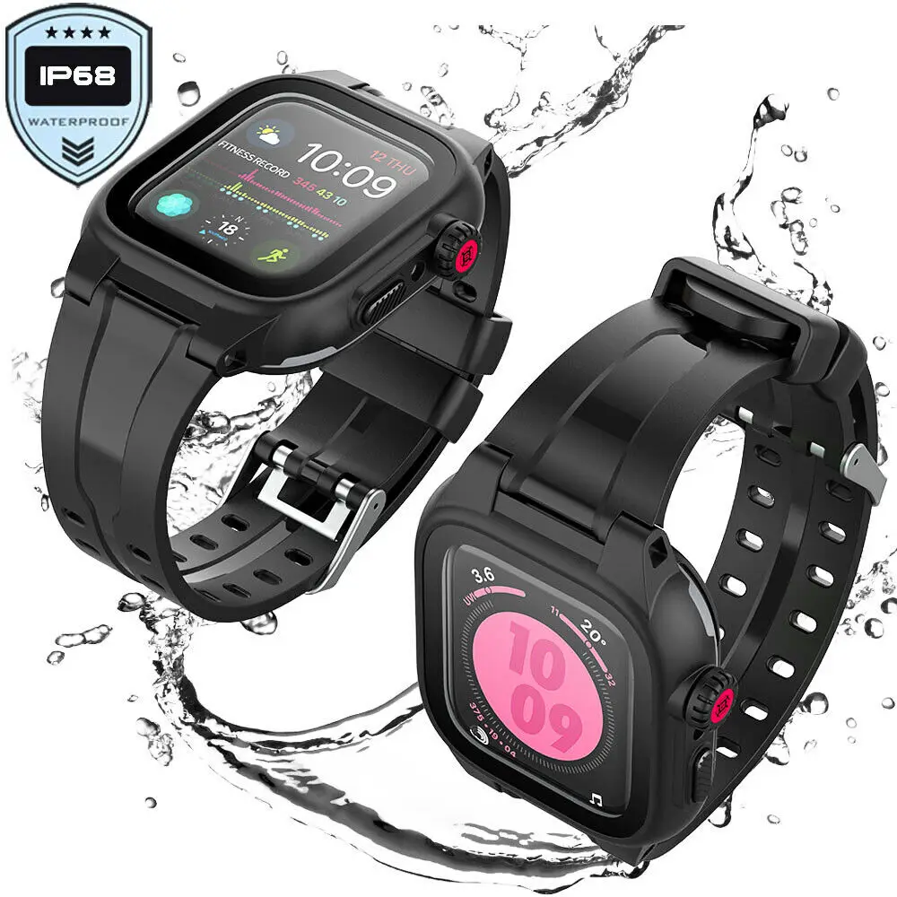 

IP68 Waterproof Shockproof Case+Band For Apple Watch Series 7 6 5 4 3 SE 41/45mm Diving Underwater Swim Outdoor Sports Anti-fall