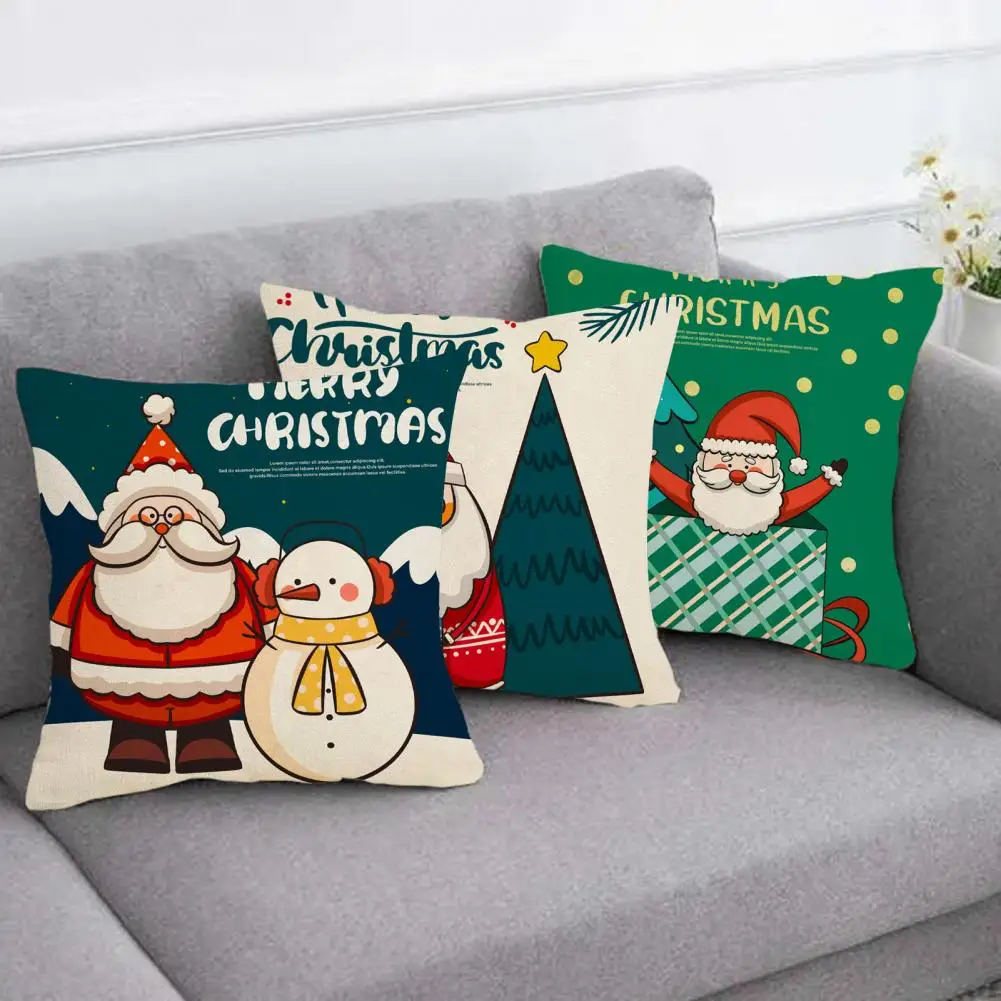 

Christmas Pillowcase Lovely Cartoon Pattern Breathable Sofa Cushion Cover Decoration Santa Claus Christmas Pillowcase for Home