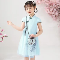cheongsam qipao chinese style traditional evening gown elegant kids wedding party dresses for girls short sleeve princess dress