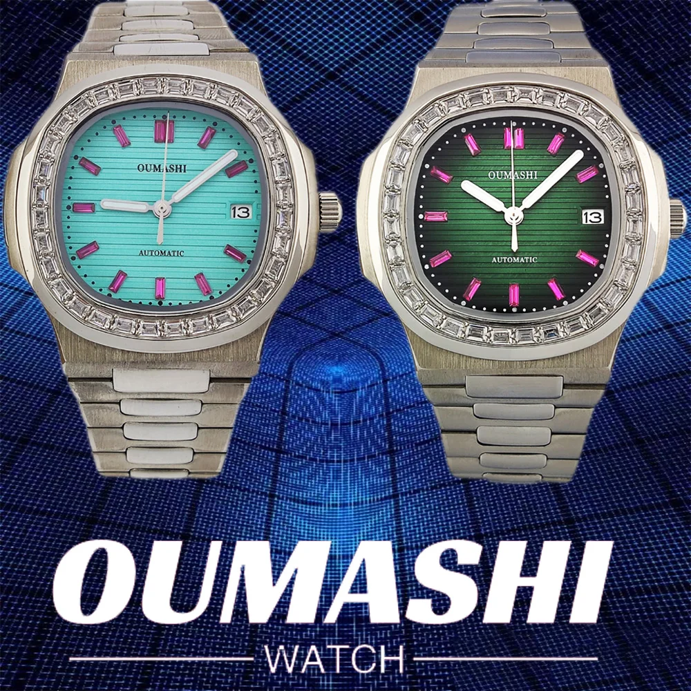 Часы NH35 43 мм 100 м часы для дайвинга мужские с круглым корпусом небесно-голубой