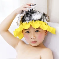 childrens bath cap safe water protection for children hair wash shield shampoo hat yellow adjustable silicone baby shower cap