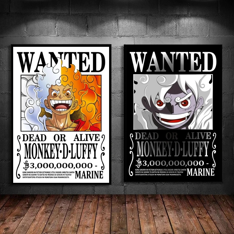 

Poster and Painting New Anime One Piece Luffy 3 Billion Bounty Wanted Posters Canvas Wall Art Prints Hd Pictures Home Decor
