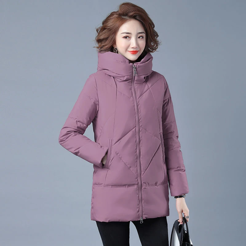 Women Long Down Jacket 2022 New Fashion Winter Warm Thicken Jacket Outdoor Hooded Slim Cotton Coat Solid Zipper Parkas Outerwear