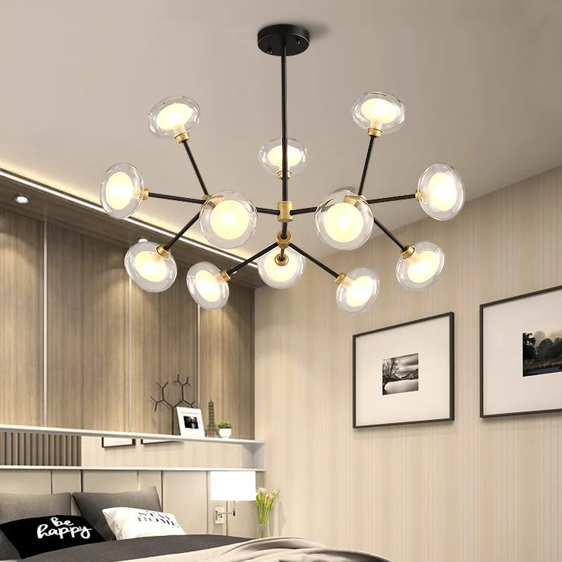 

Nabila Linear Chandelier Rectangular Round sputnik lamp For Bar Kitchen island lights Nordic Design art deco glass chandelier