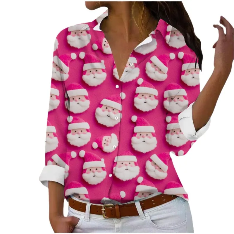 Женская футболка рождественская рубашка с принтом Санта-Клауса вечерние