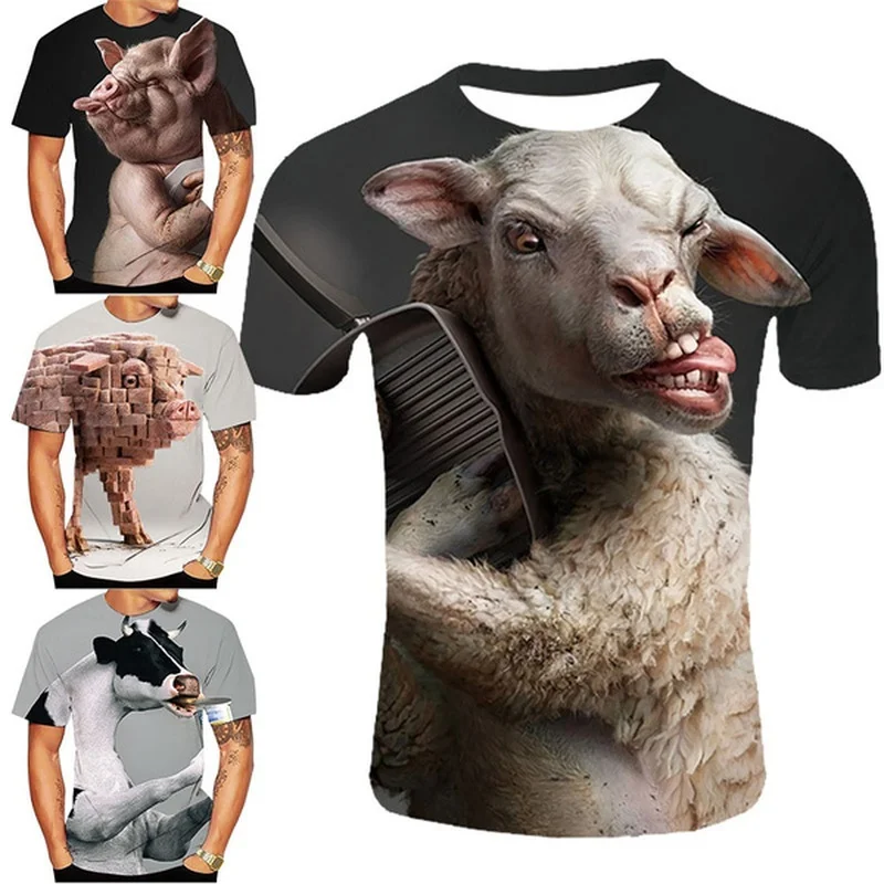 

New Arrive Popular Novelty Animal Pig Sheep Series Tshirt Men Women 3D Print T-shirt Harajuku Style T Shirt Summer Tops XS-5XL