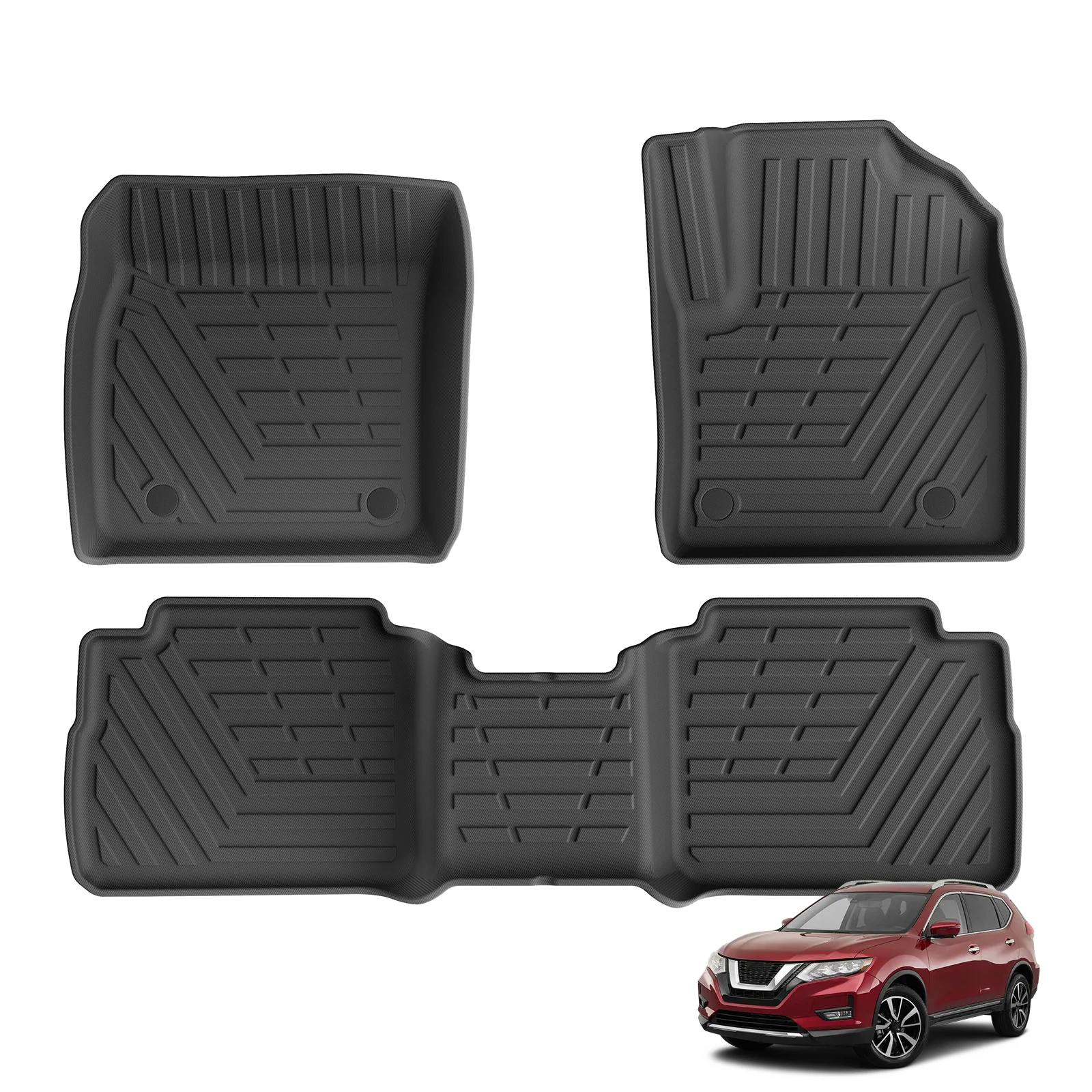 Коврики для пола автомобиля LUCKEASY (для праворульных) для Nissan X-Trail T33 серии 2022-2025, 5-местные, из TPE, водонепроницаемые, черные, для багажника (art.: 3920dc313be62) - 3920dc313be62
