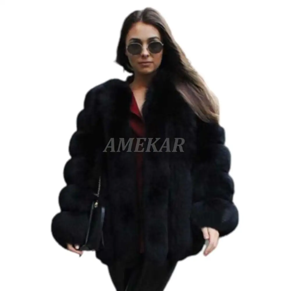 Faux Fox Fur Coat Women Long Thicken Korean Fluffy Women's Windproof Outwear Elegant Manteau Femme Hiver Fashion New Winter Warm