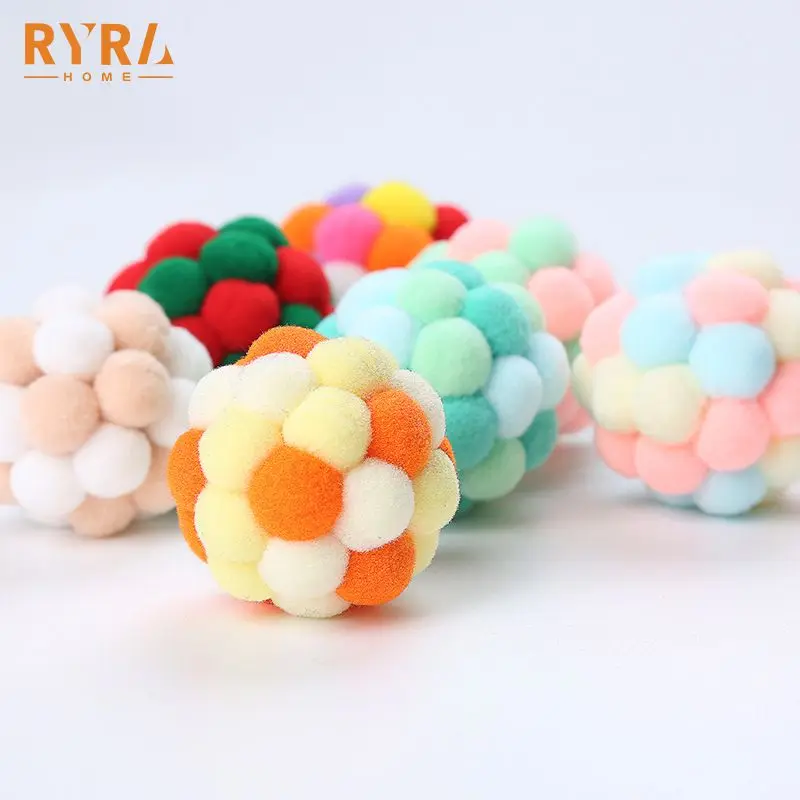 

Pet Cat Toys Colorful Handmade Bouncy Ball Kitten Toys Plush Bell Ball Mouse Toy Planet Ball Cat Supplies Cat Pet Accessories