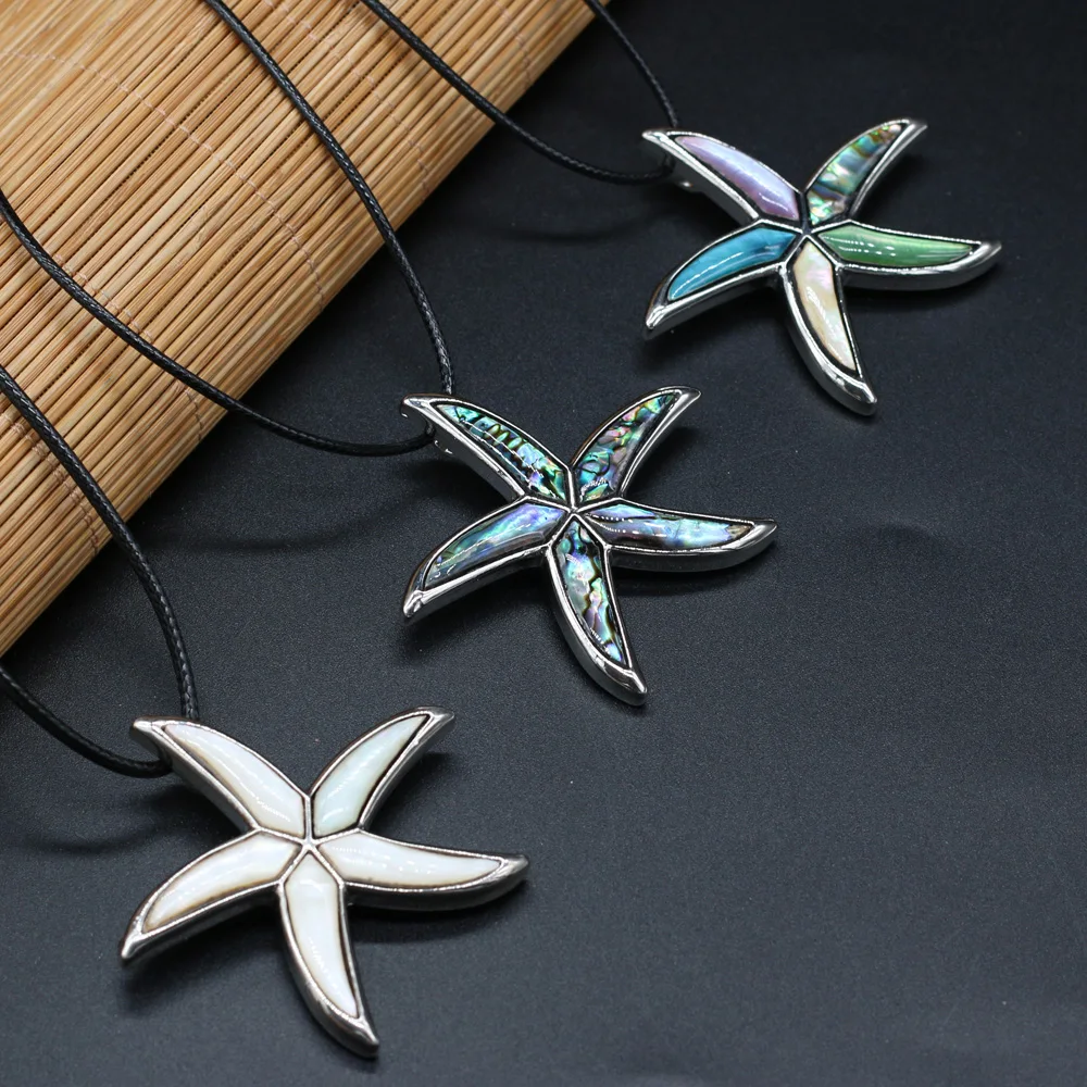 

New Style Natural Shell Necklace Starfish-Shaped Brooch Pendant Charms For Elegant Women Love Romantic Gift