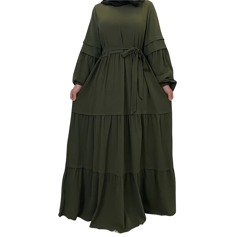 Платье Abayas женское шифоновое в мусульманском стиле, свободное однотонное кимоно с каскадными оборками, модная одежда в исламском стиле, Тур...