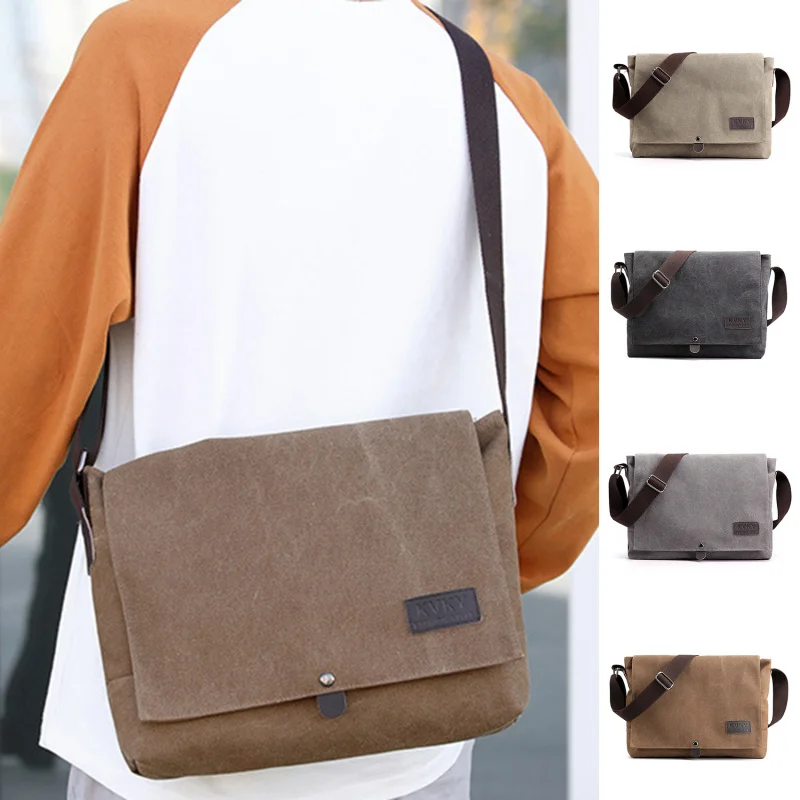 

Retro Capacity Bag Men's Trend New Large Bag Casual Men's Bag Light Book Messenger Multifunctional Canvas Bag Fashion Shoulder