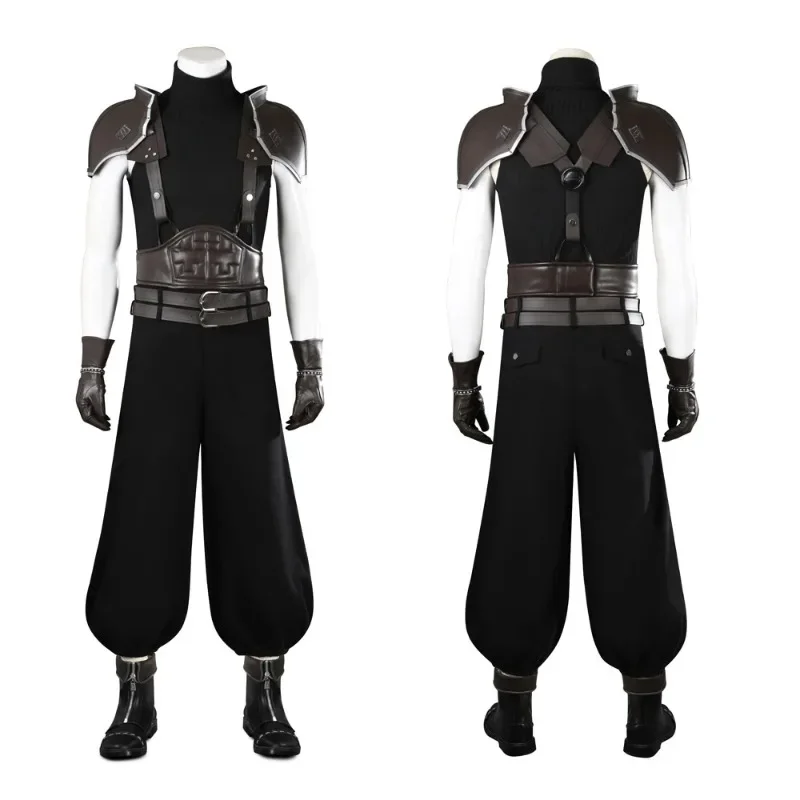 Новое поступление костюм для косплея FF7 Zack чёрного Фэнтези VII с топом брюками и