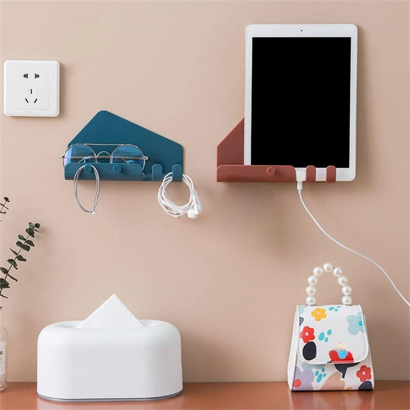 

2023 Tablet Mobile Phone Charging Holder Multifunctional Wall Mounted Organizer Plug Earphone Cable Cord Hanging Hook