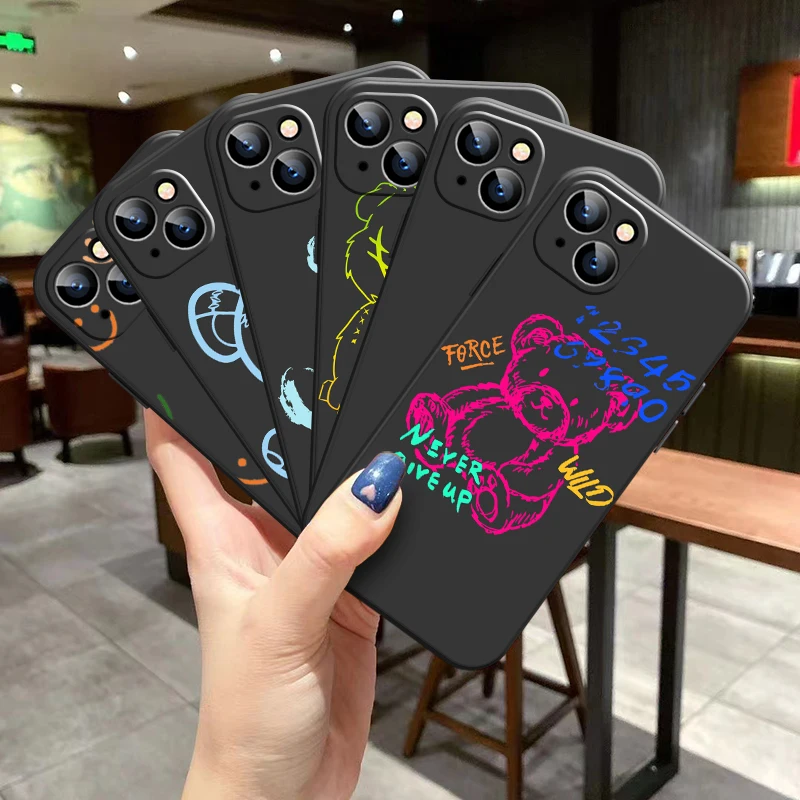 

Fashion Smiling Face Cute Cartoon Painting Phone Case For Apple iPhone 13 12 11 Pro 12 13 Mini X XR XS Max SE 6 6s 7 8 Plus