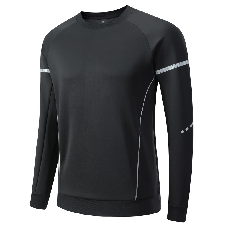 Men Outdoor Running Long Sleeve High Quality Fitness Sport Sweatshirt Reflective Strip Jogger Bodybuilding Gym Shirts