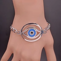 turkish eyes stainless steel silver color bracelet women bracelets bangles jewelry ojo turco pulseras mujer b18500s08