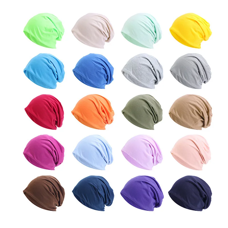 

Beanie Cotton Hat for Women Man Autumn Winter Elastic Casual Solid Color Slouchy Chemo Cap Riding cap Running cap