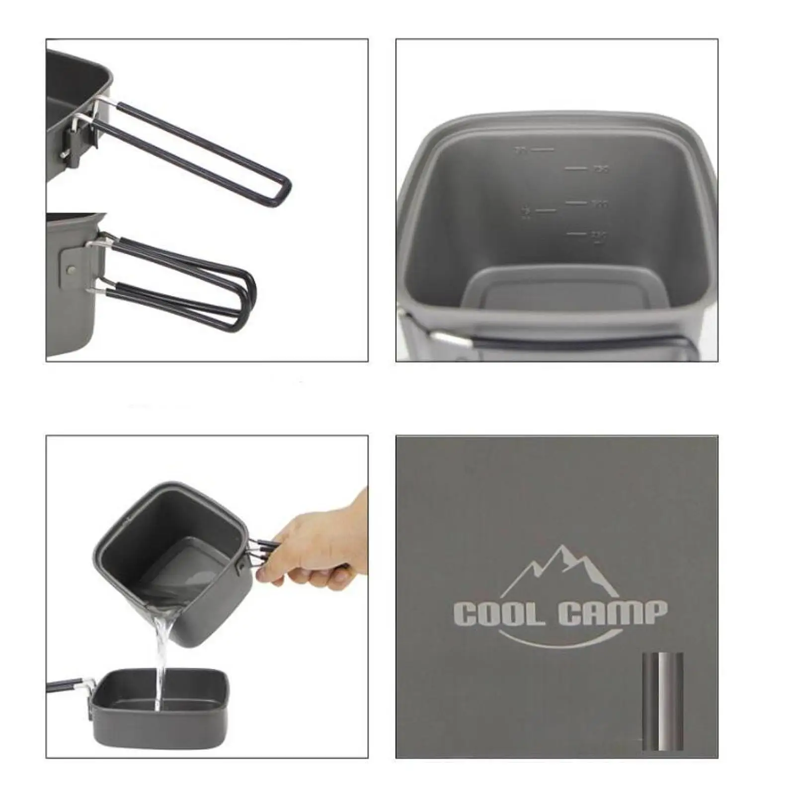 Набор посуды для кемпинга антипригарный легкий с складными ручками