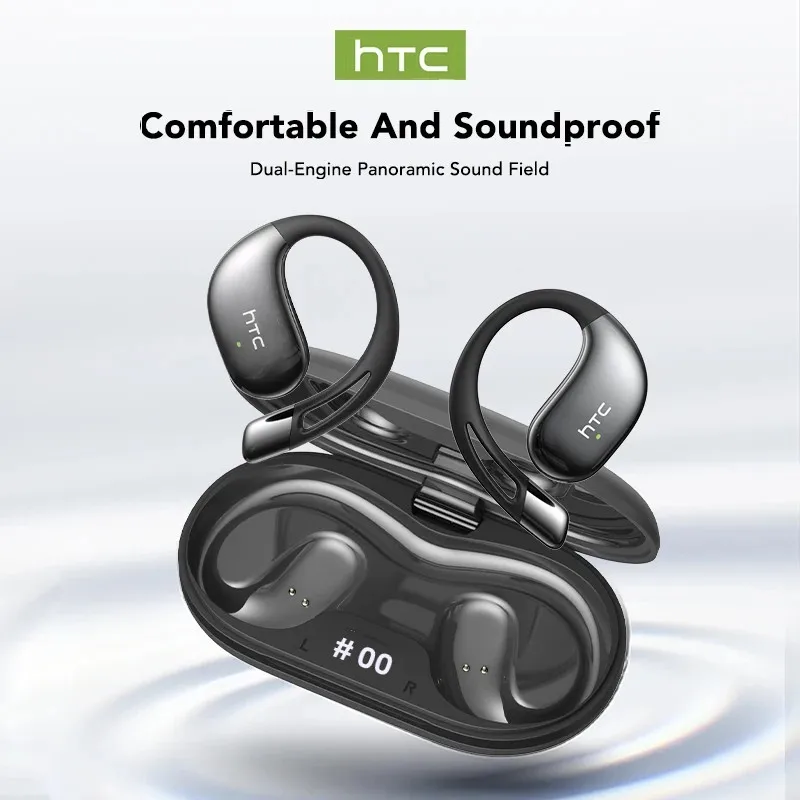 Фото HTC NE57 Bluetooth наушники AI спортивные беспроводные наушники шум AI переводчик наушники HD бас ультратонкие ушные крючки дисплей мощности №1