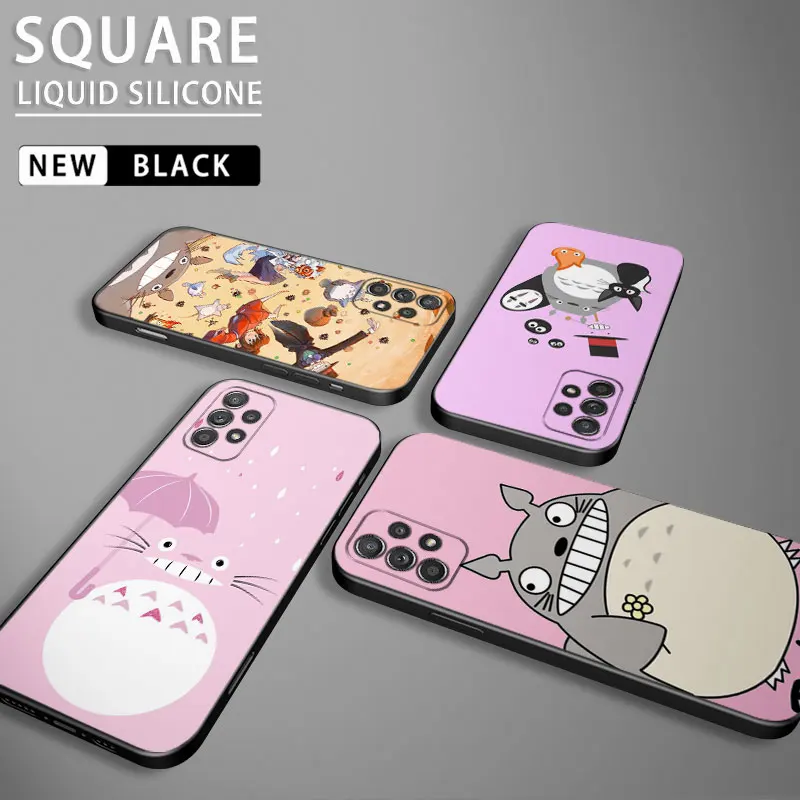 

Square Liquid Silicone Phone Case For Samsung Galaxy A53 A52 A70 A71 A73 NOTE 8 9 10 A22 LITE PLUS 20 Cover Studio Ghibli Totoro