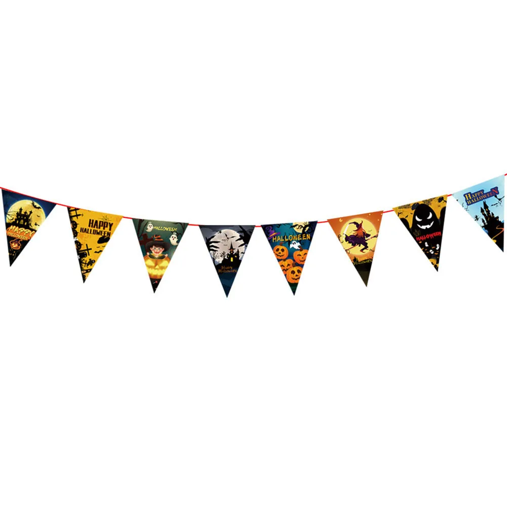 

For Home Yard Decoration Halloween Flag Halloween Flag Decoration Flag Fabric Banner Length 3.5M Multi Functional