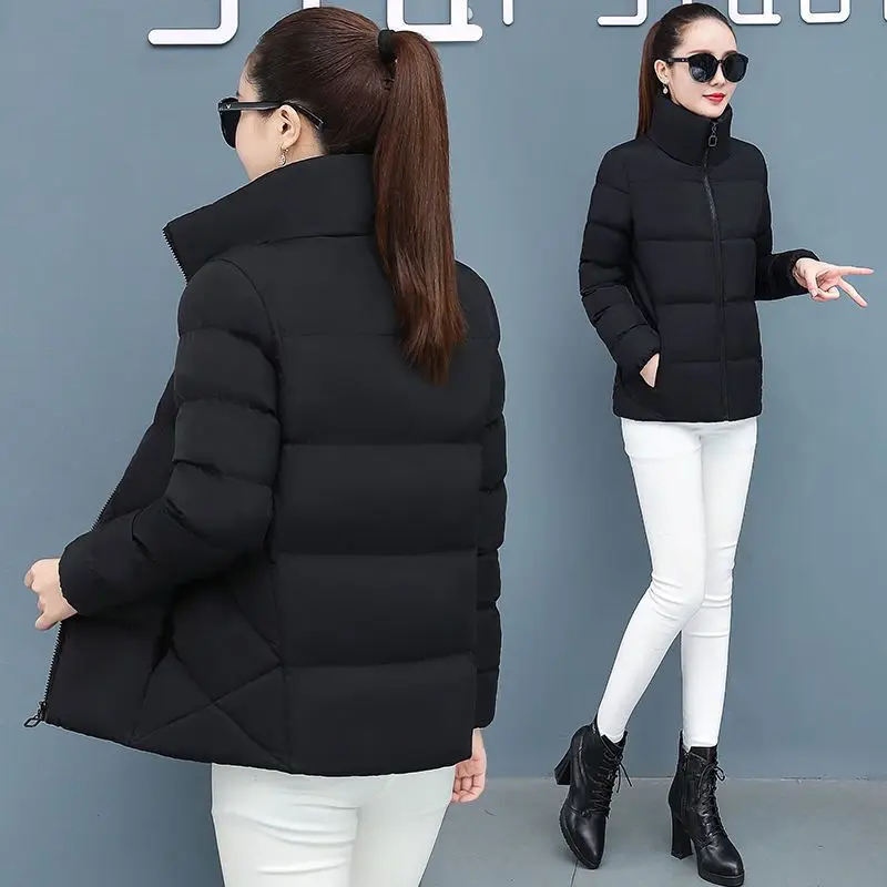2023 New Winter Warm Short Parkas Women Fashion Coats Elegant Zipper Cotton Korean Style Ladies Casual Female Outwear C01