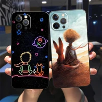 little prince starry silicone black case for iphone 12 mini 11 13 pro max xs xr x 7 8 plus se2020 shockproof cover coque fundas