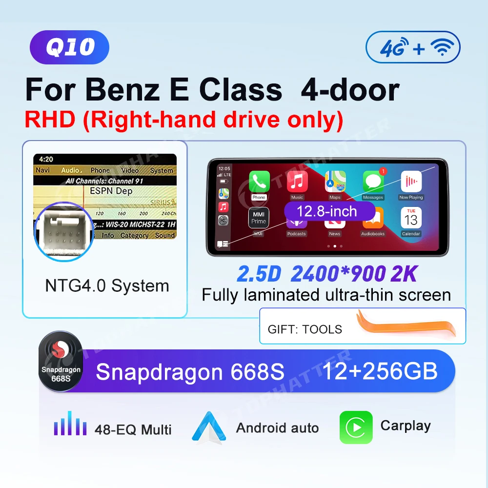 

12.8 2K автомобильное радио для Mercedes Benz E class W212 E260 E300 E350 CarPlay Android Auto мультимедийный проигрыватель 668S головное устройство экран DSP